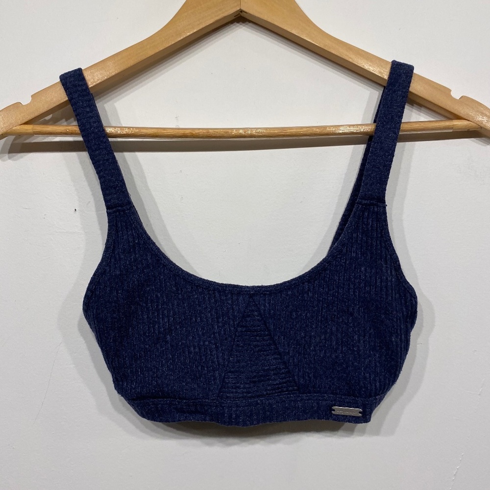 Gilly Hicks Blue Ribbed Stretchy Unpadded Bralette Xs